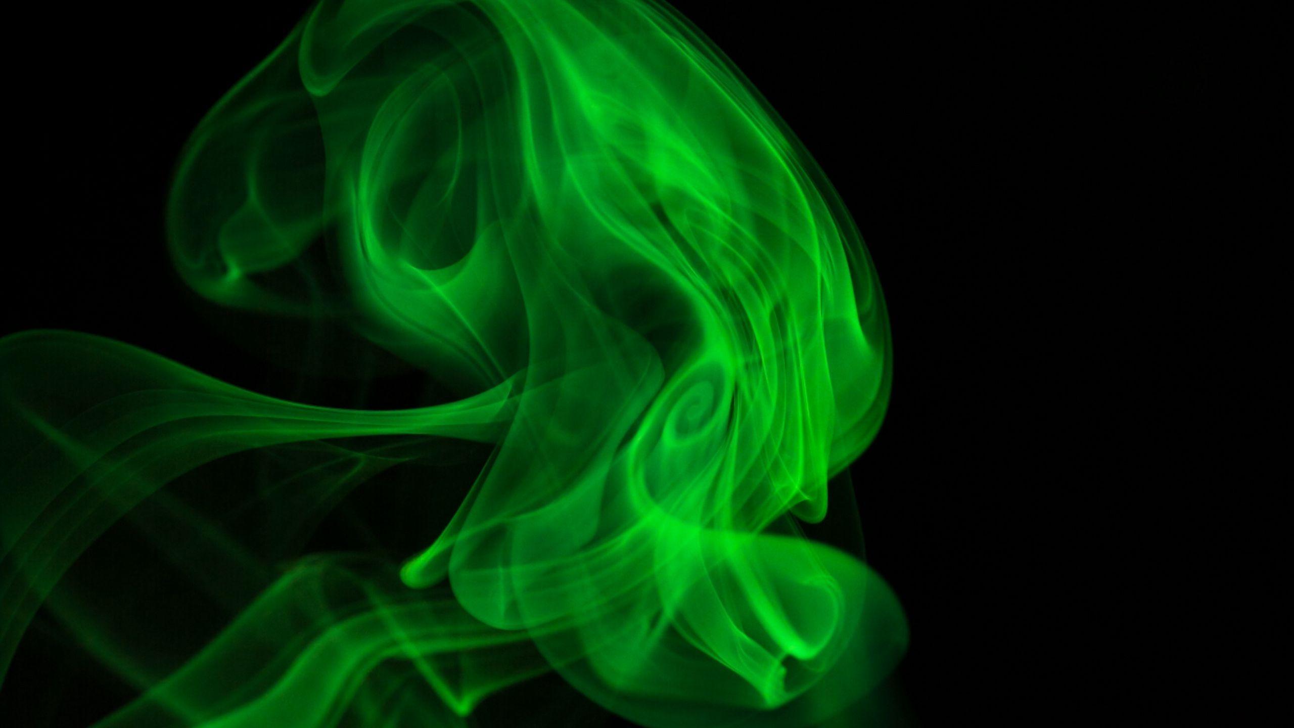 2560x1440 Download wallpaper 2560x1440 smoke, colored smoke, clot, green widescreen 16:9 HD background