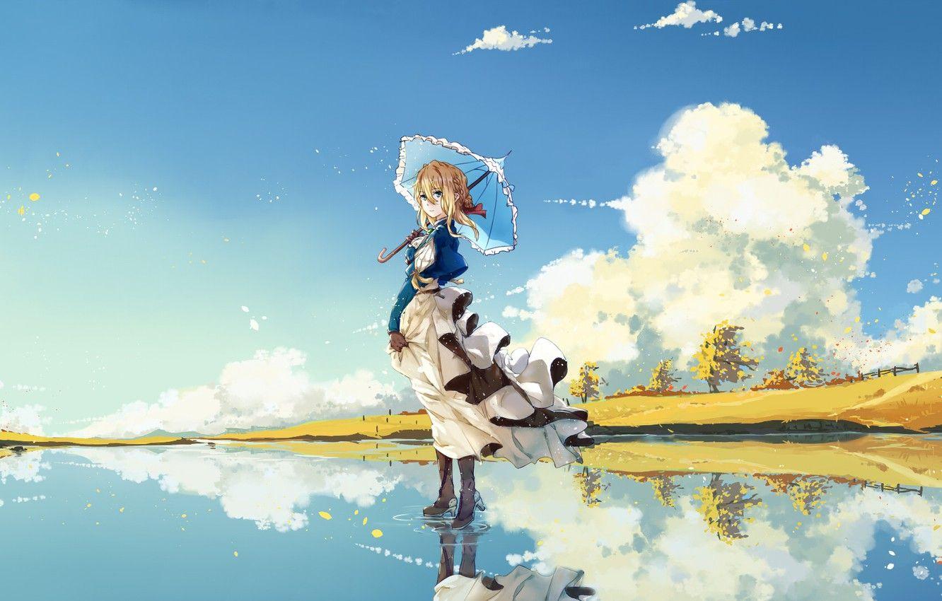 1332x850 Wallpaper The sky, Girl, Landscape, Violet Evergarden image for desktop, section сёнэн