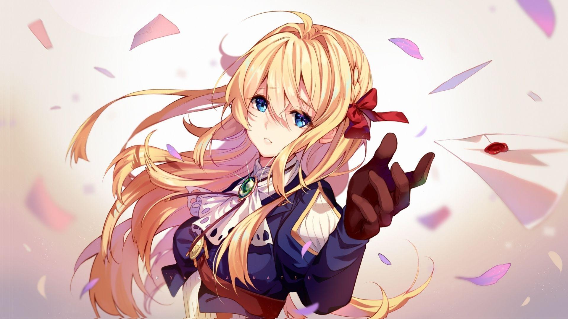 1920x1080 Desktop wallpaper violet evergarden, blonde anime girl, blue eyes, HD image, picture, background, 63c191