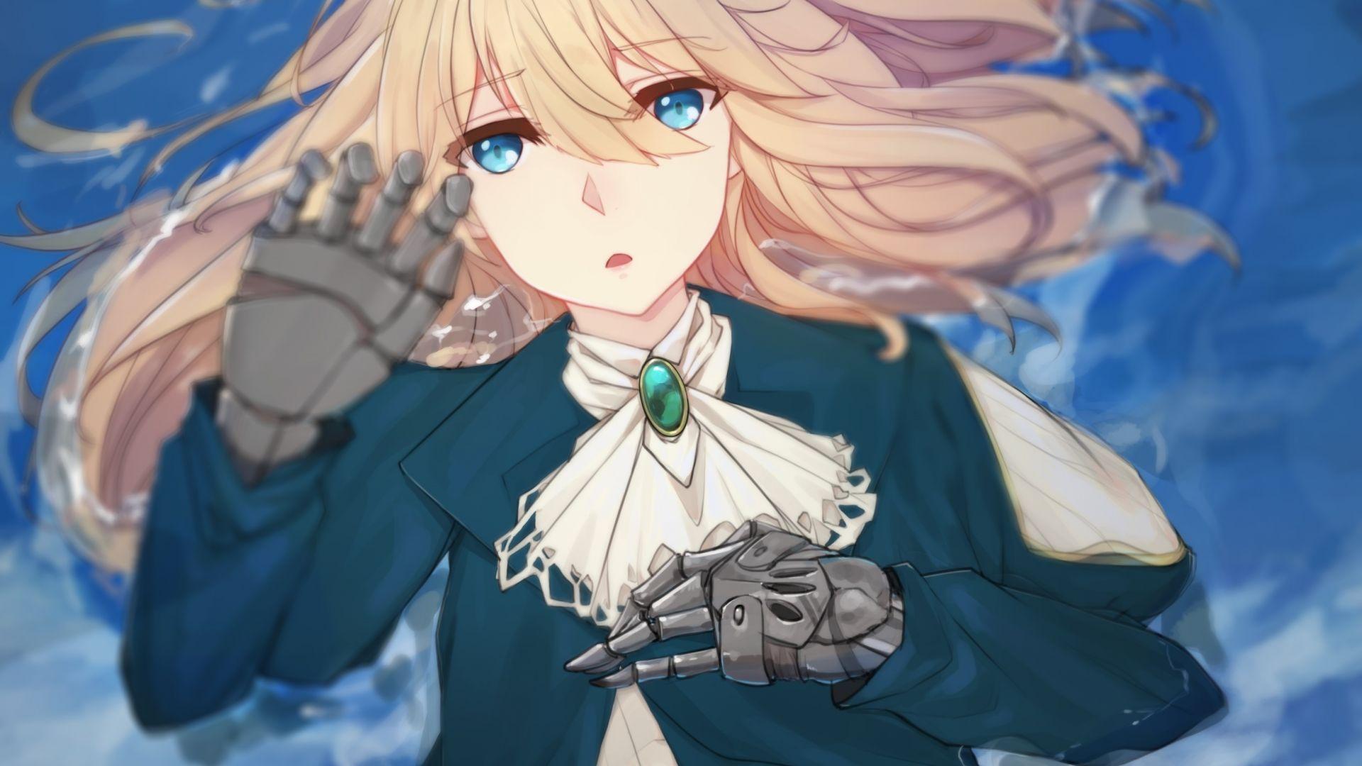 1920x1080 Desktop wallpaper violet evergarden, blonde, mechanic arms, HD image, picture, background, 89cc88