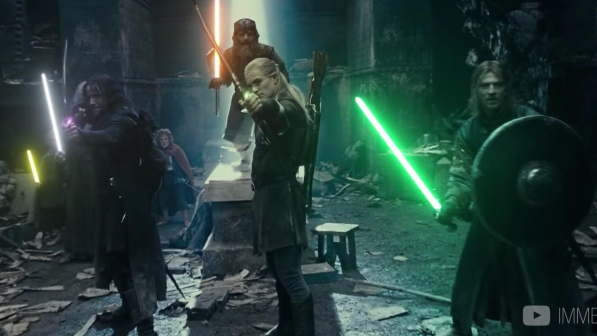 1920x1080 THE LORD OF THE RINGS Mines of Moria Battle Scene Imagined with Lightsabers