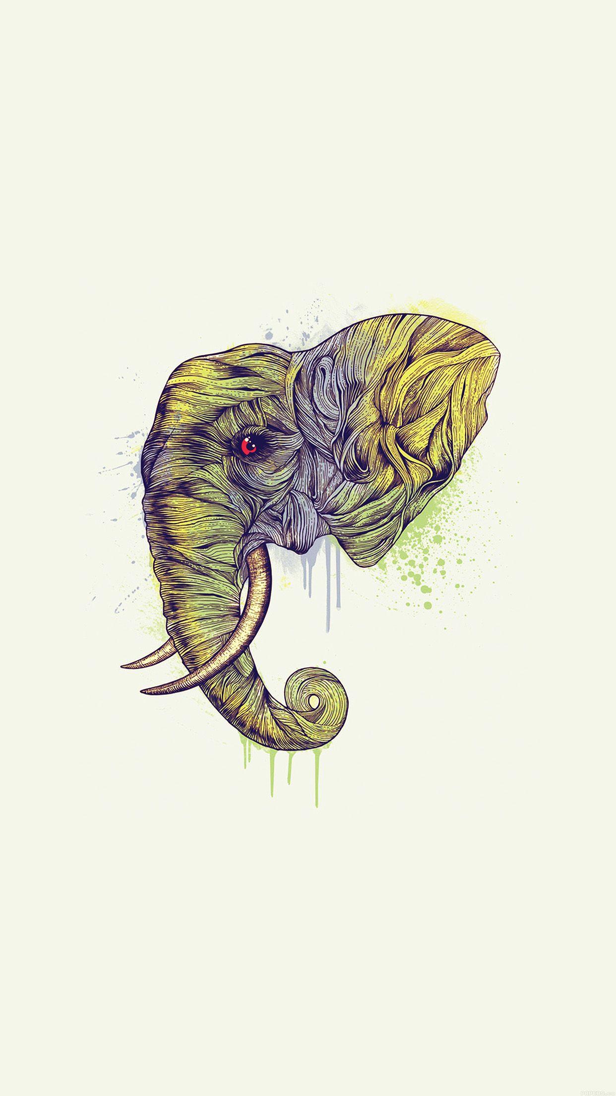 1242x2208 Elephant Art Yellow Illust Drawing Animal Wallpaper