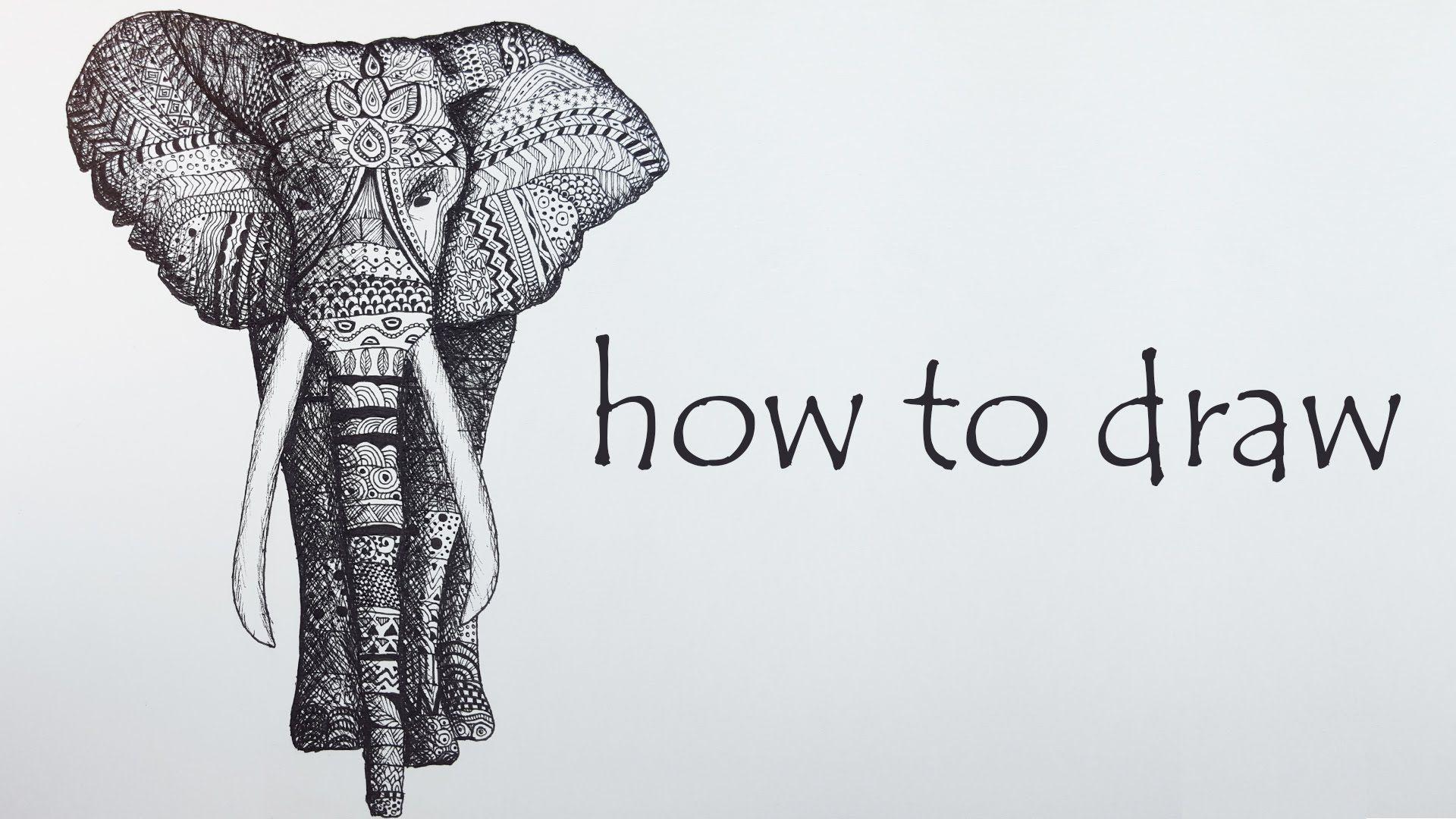1920x1080 Zentangle Elephants Wallpaper
