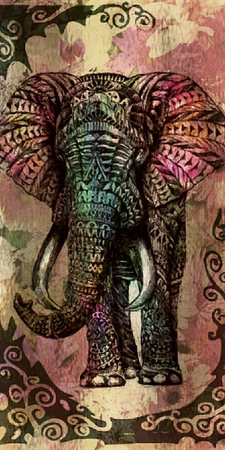 720x1440 Boho Elephants Wallpaper