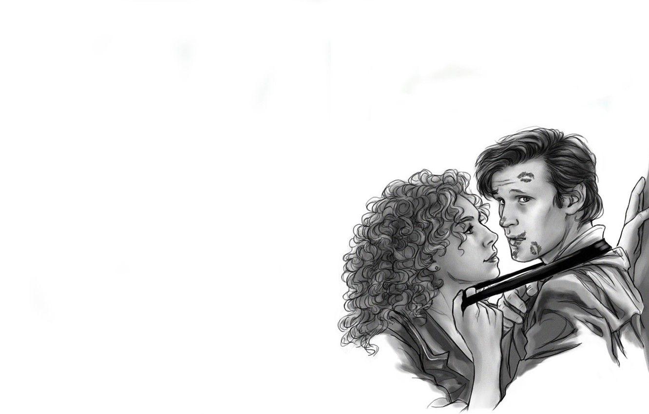 1332x850 Wallpaper woman, figure, art, male, Doctor Who, Doctor Who, Matt Smith, Matt Smith, The Eleventh Doctor, Alex Kingston, River Song, River Song, Alex Kingston, Eleventh Doctor image for desktop, section фильмы
