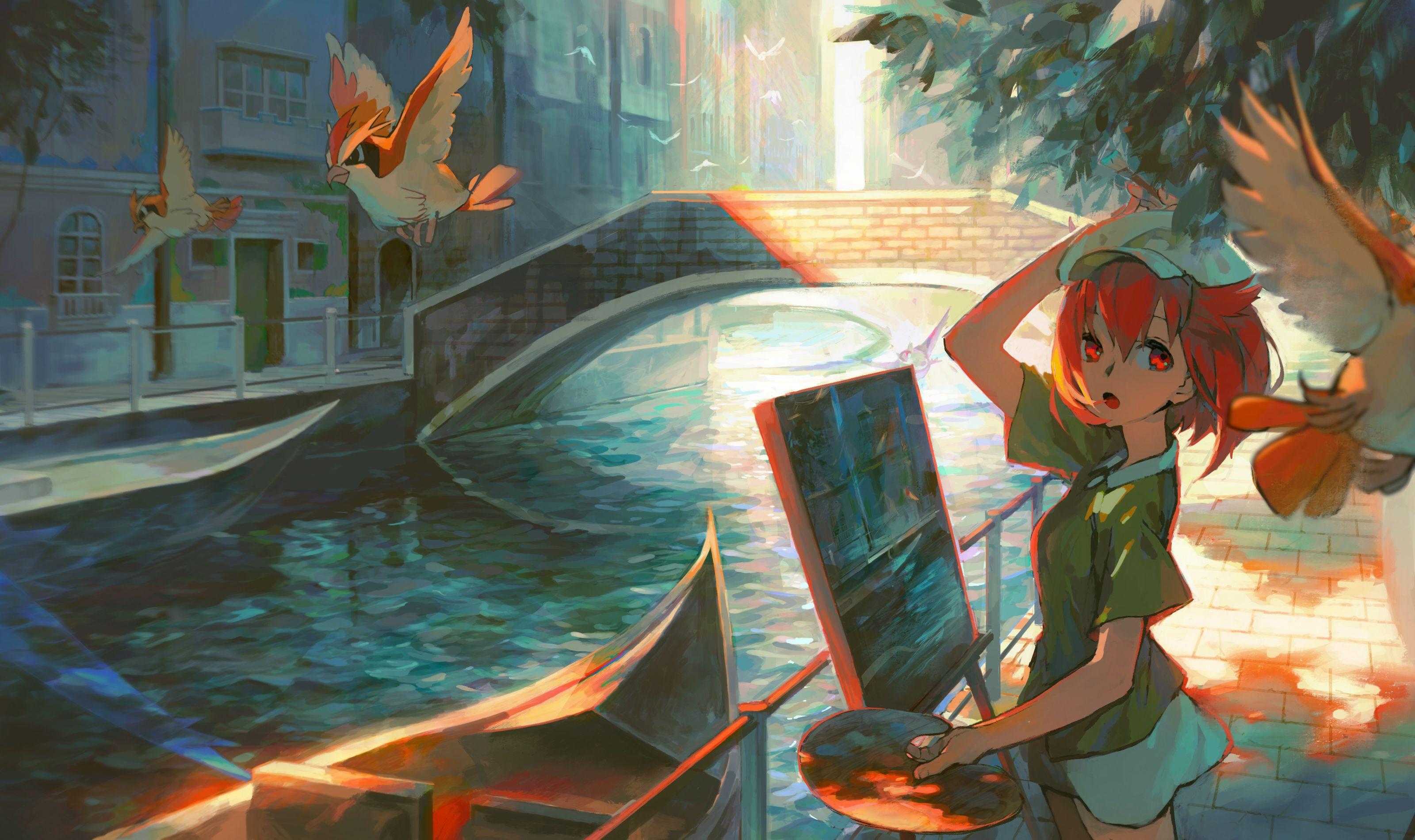 3200x1900 Anime Girl Doing Paiting Artwork, HD Anime, 4k Wallpaper, Image, Background, Photo and Picture
