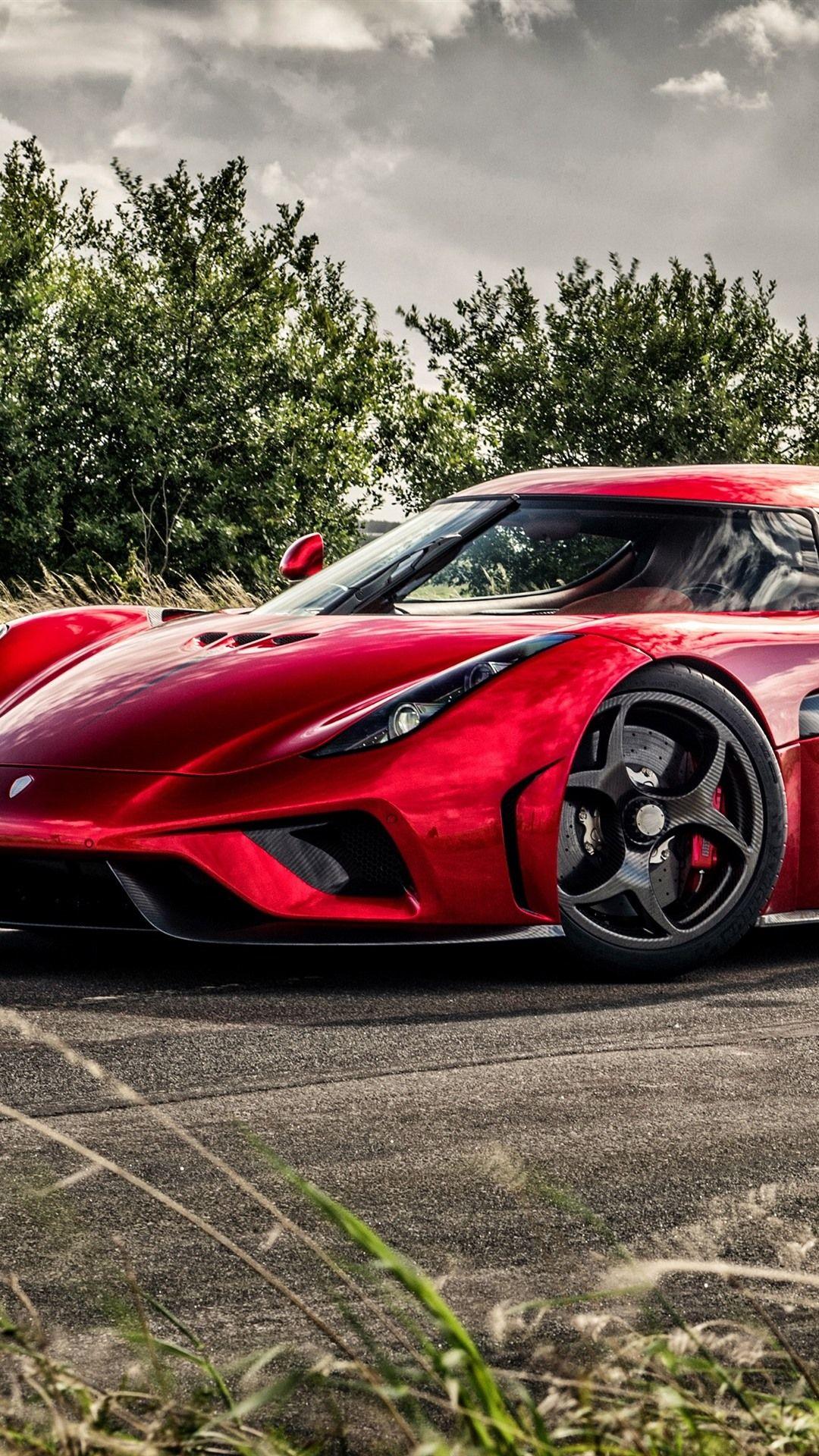 1080x1920 Wallpaper Koenigsegg red supercar side view, trees, clouds 3840x2160 UHD 4K Picture, Image