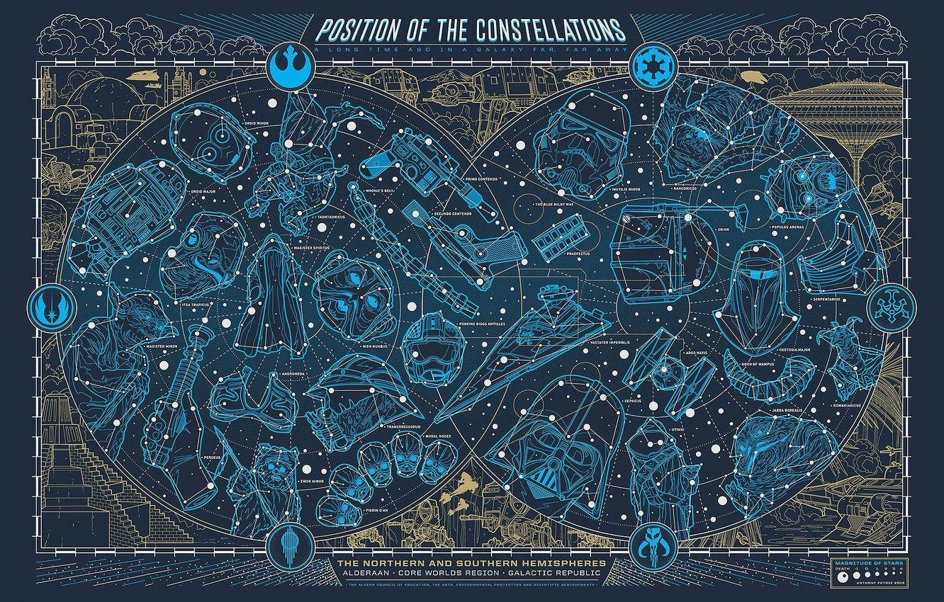 1332x850 Wallpaper map, Star Wars, constellation, Star Wars image for desktop, section фантастика