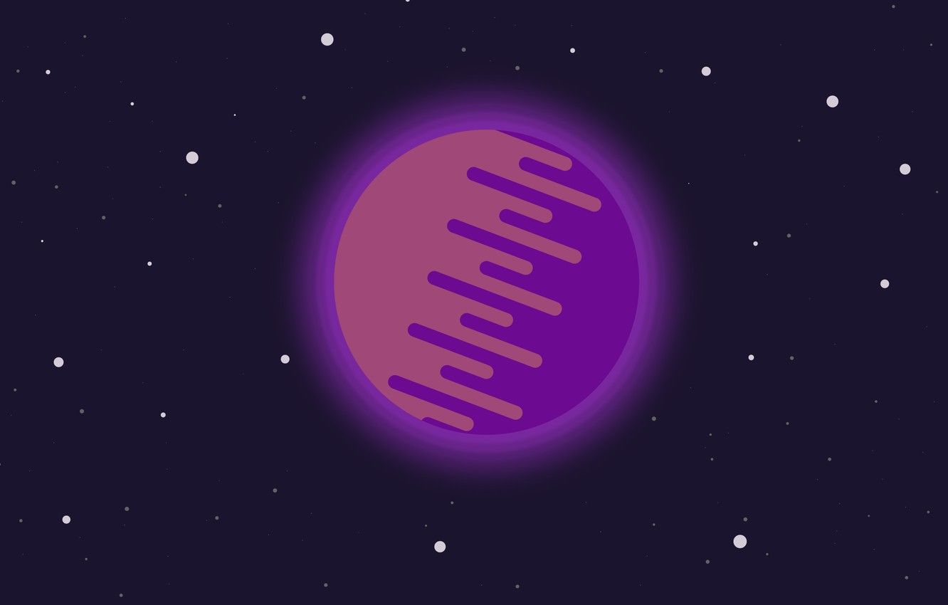 1332x850 Wallpaper dark, space, star, minimalism, blue, pink, art, stars, planet, purple, gray, illustration, orbit, orbital, stars and planet image for desktop, section космос