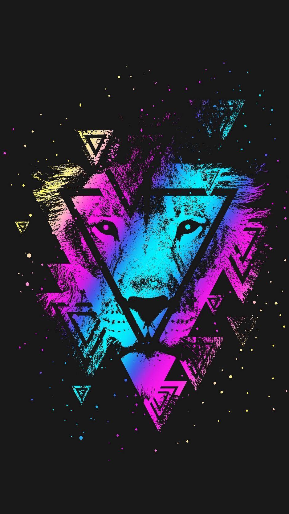 938x1668 Lion, colorful, triangle, art, muzzle wallpaper. Background cool. Graffiti wallpaper iphone, Graffiti wallpaper, Art