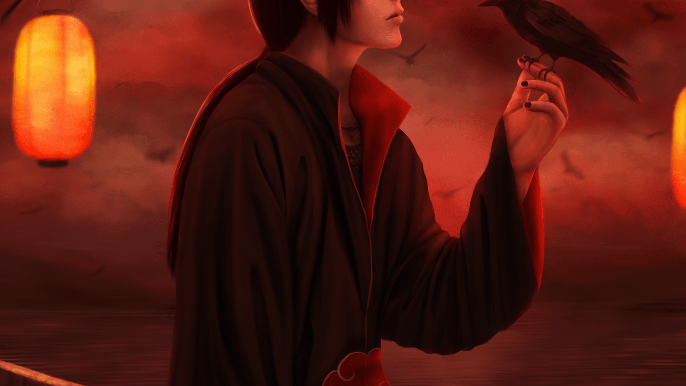 1366x768 Download 1366x768 Uchiha Itachi, Raven, Akatsuki, Lantern, Naruto Wallpaper for Laptop, Notebook