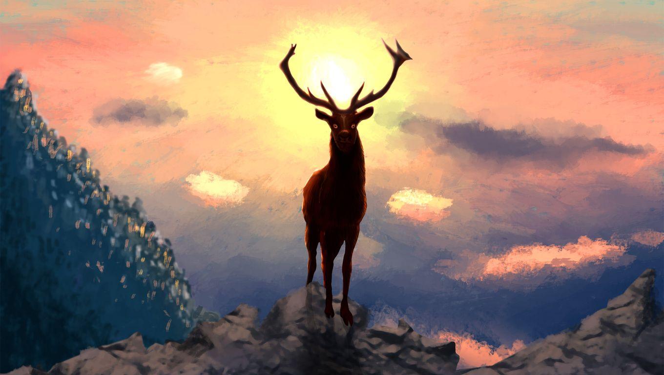 1360x768 Deer Artwork 4k Laptop HD HD 4k Wallpaper, Image, Background, Photo and Picture