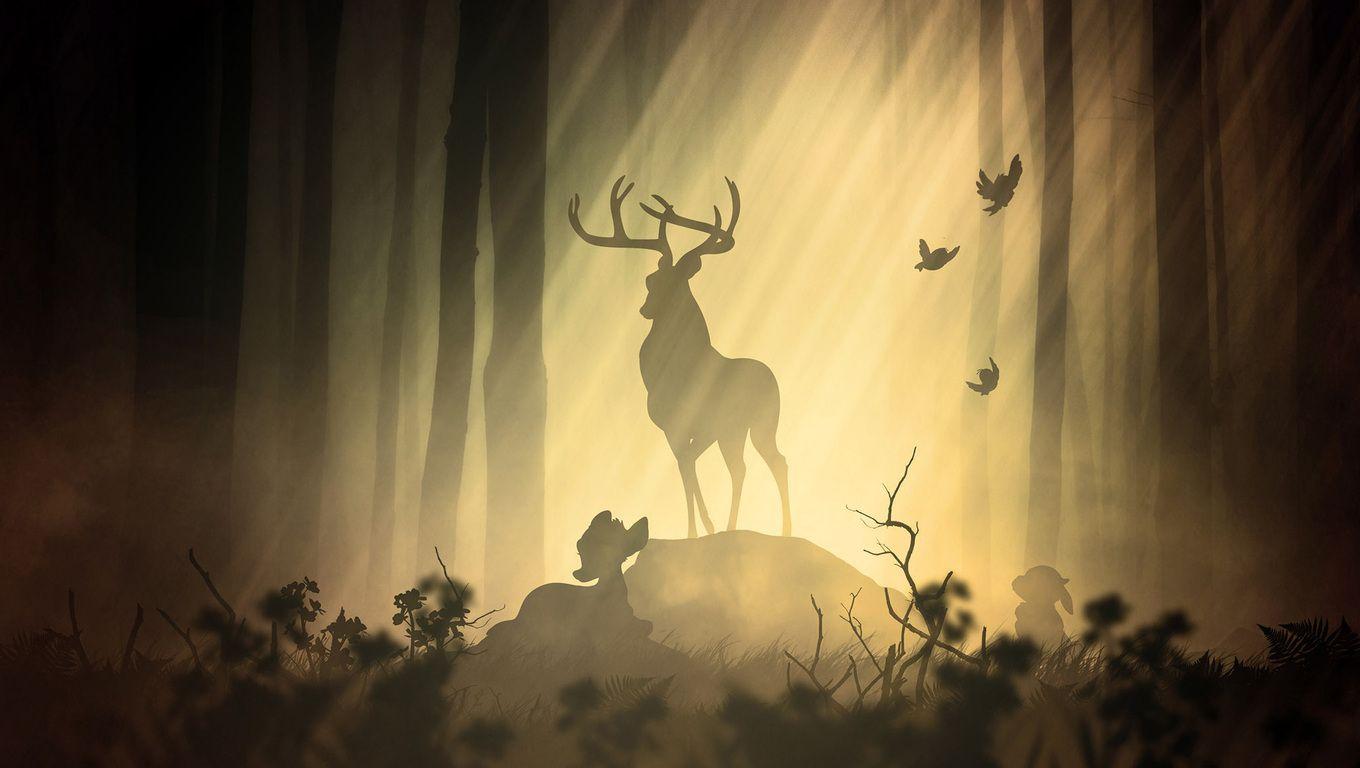 1360x768 Deer Fantasy Forest Laptop HD HD 4k Wallpaper, Image, Background, Photo and Picture