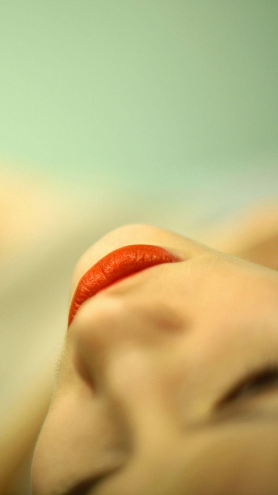 900x1600 Red Lips Girl Sleeping IPhone Wallpaper