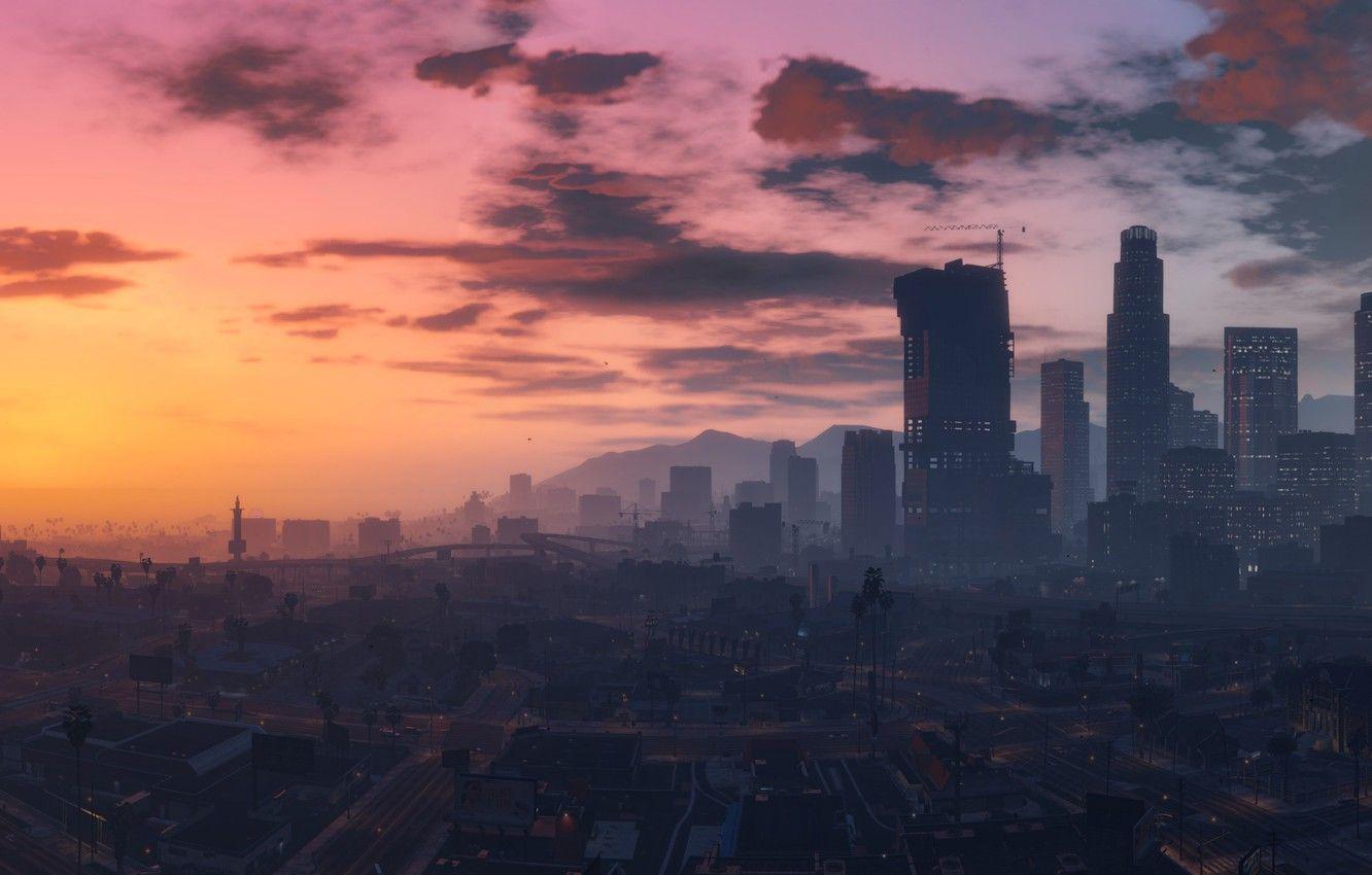 1332x850 Wallpaper city, game, sky, cloud, Grand Theft Auto V, GTA V, GTA kumo image for desktop, section игры