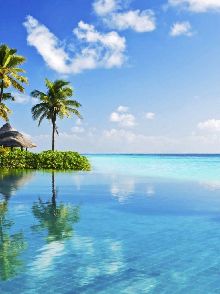 768x1024 Little Tropical Island In Blue iPad mini wallpaper