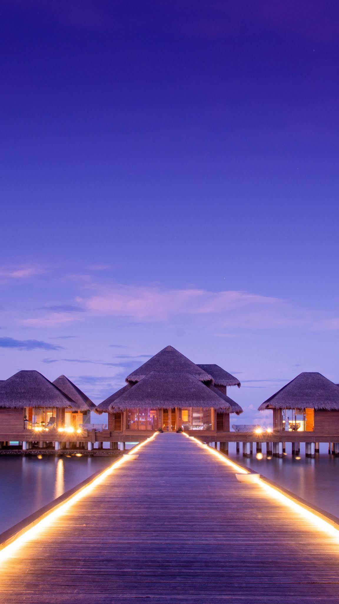 1152x2048 Pier bungalow resorts mobile wallpaper, beach, nature. Beach wallpaper, Beach phone wallpaper, Android phone background