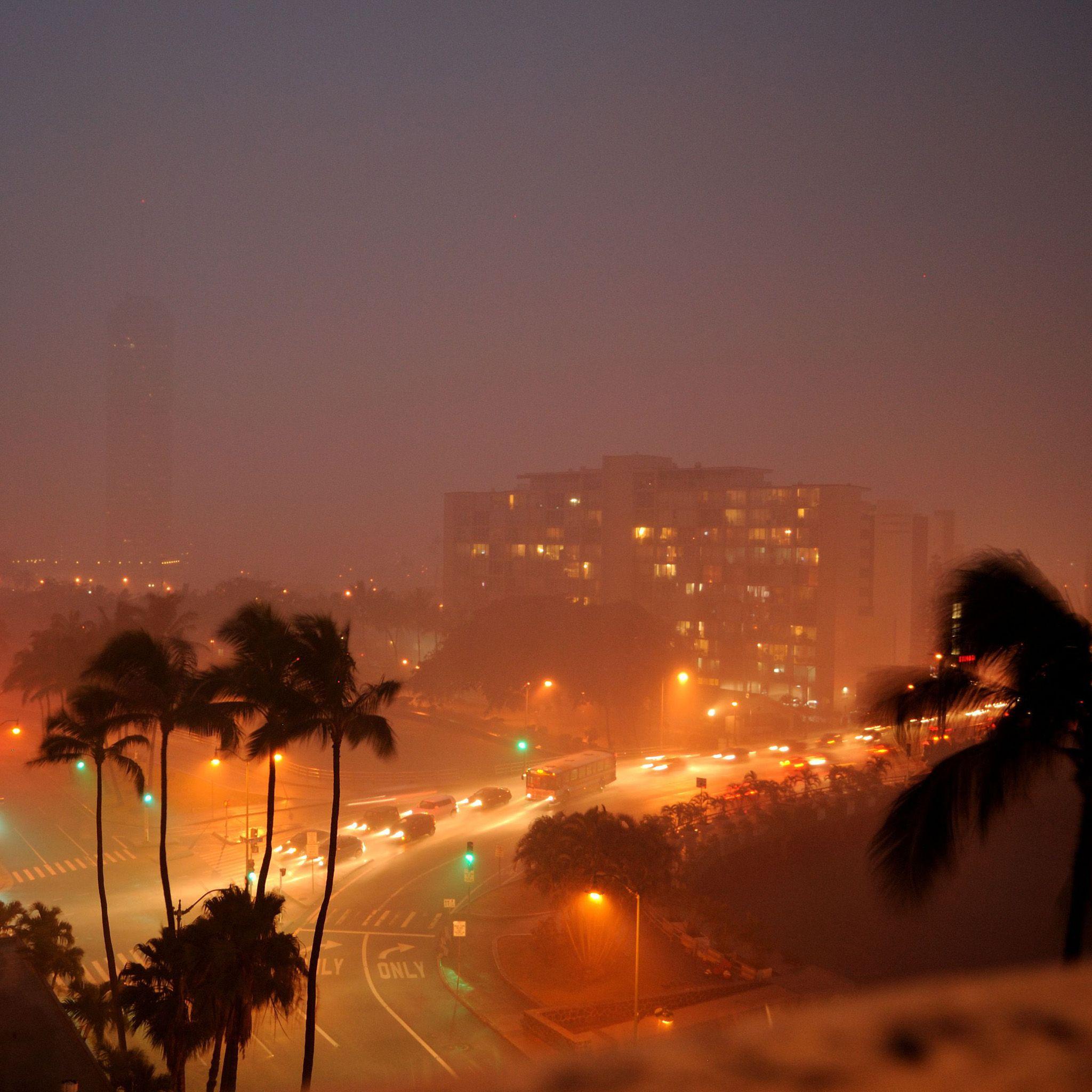 2048x2048 Rainy Tropical Night City IPad Air Pro Wallpaper And IPad Mini Wallpaper