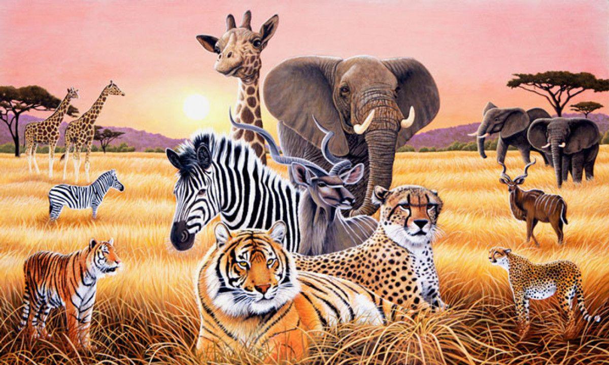 1200x720 African Decor Africa Home Furnishings Safari Home Decor Jungle Safari Animals Mural HD Wallpaper