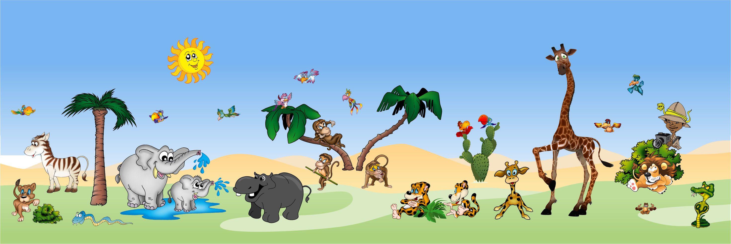 2943x985 Toddler Jungle Clipartětské Samolepky Na Zeď Safari