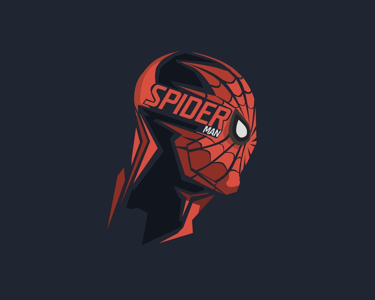 1280x1024 Download Spiderman Mask Minimalism 8k Standard 5:4 wallpaper 1280x1024