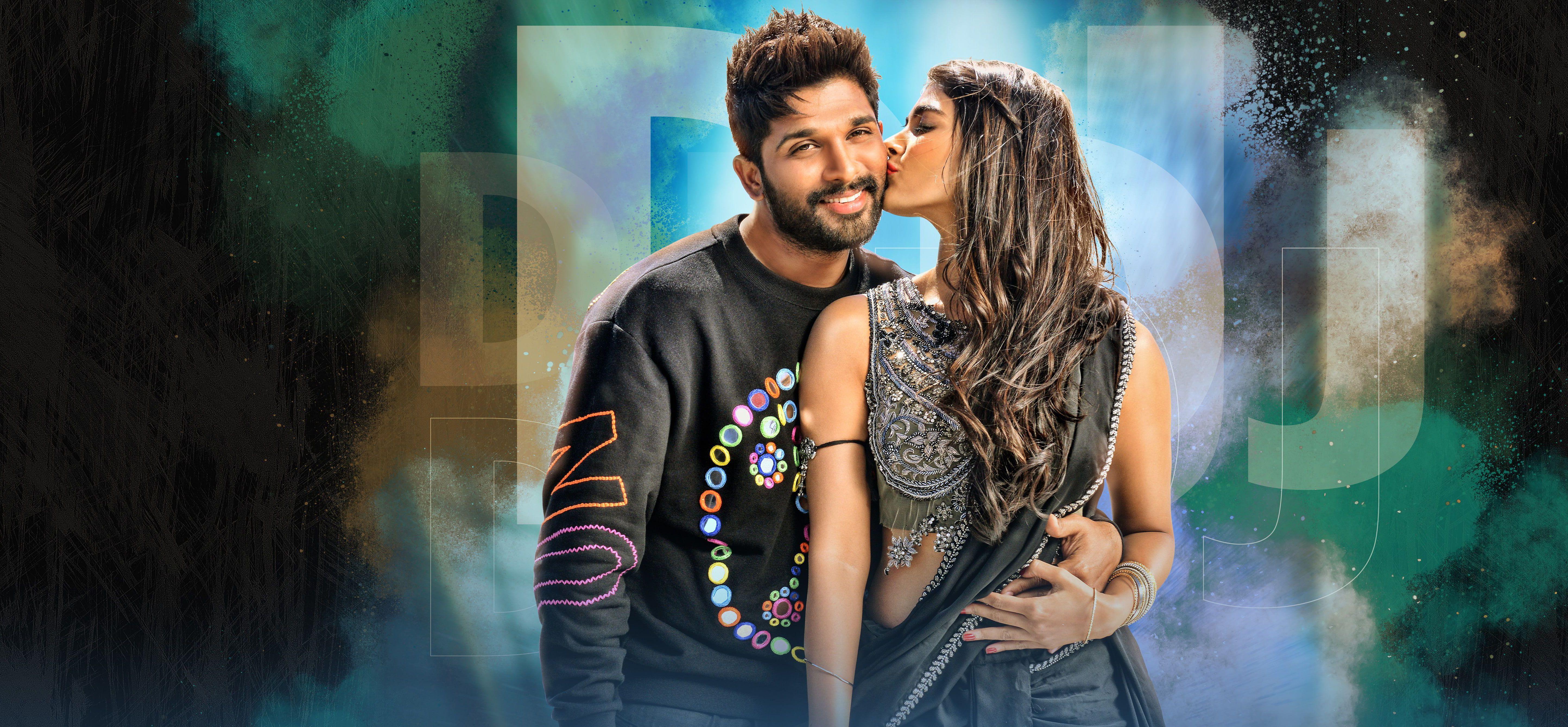 5776x2680 Pooja Hegde and Allu Arjun DJ south movie wallpaper