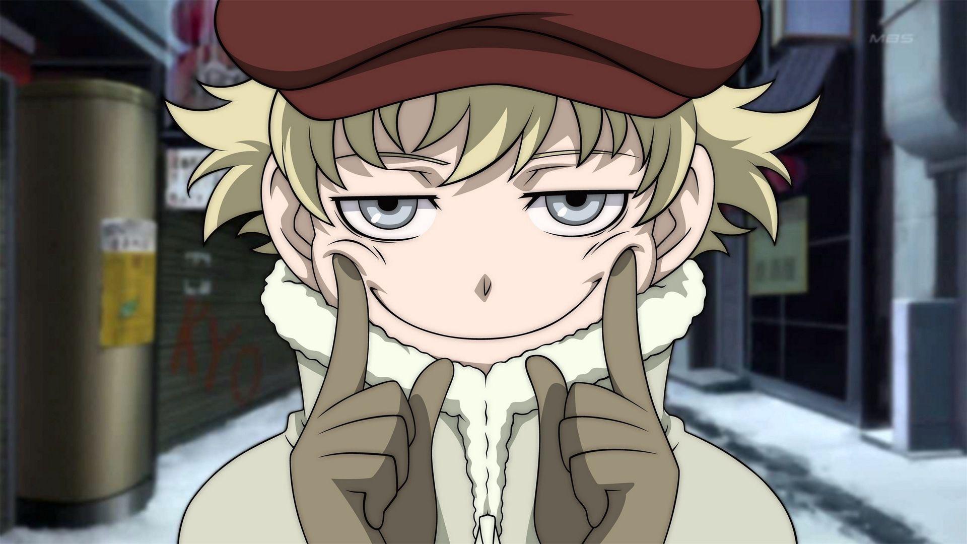 1920x1080 Wallpaper anime, smile, face, hat, street. Anime smile, Anime, Anime nerd