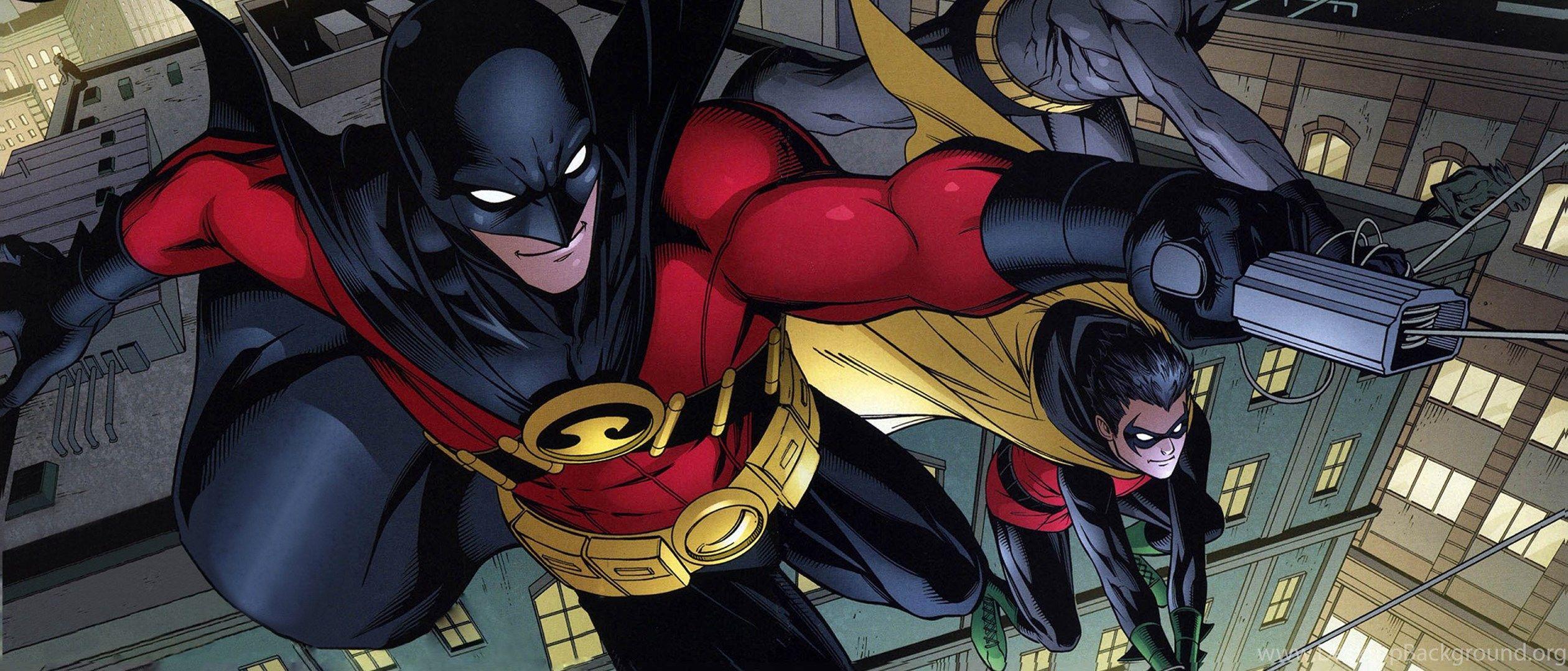 2520x1080 Batman And Red Robin Wallpaper Desktop Background