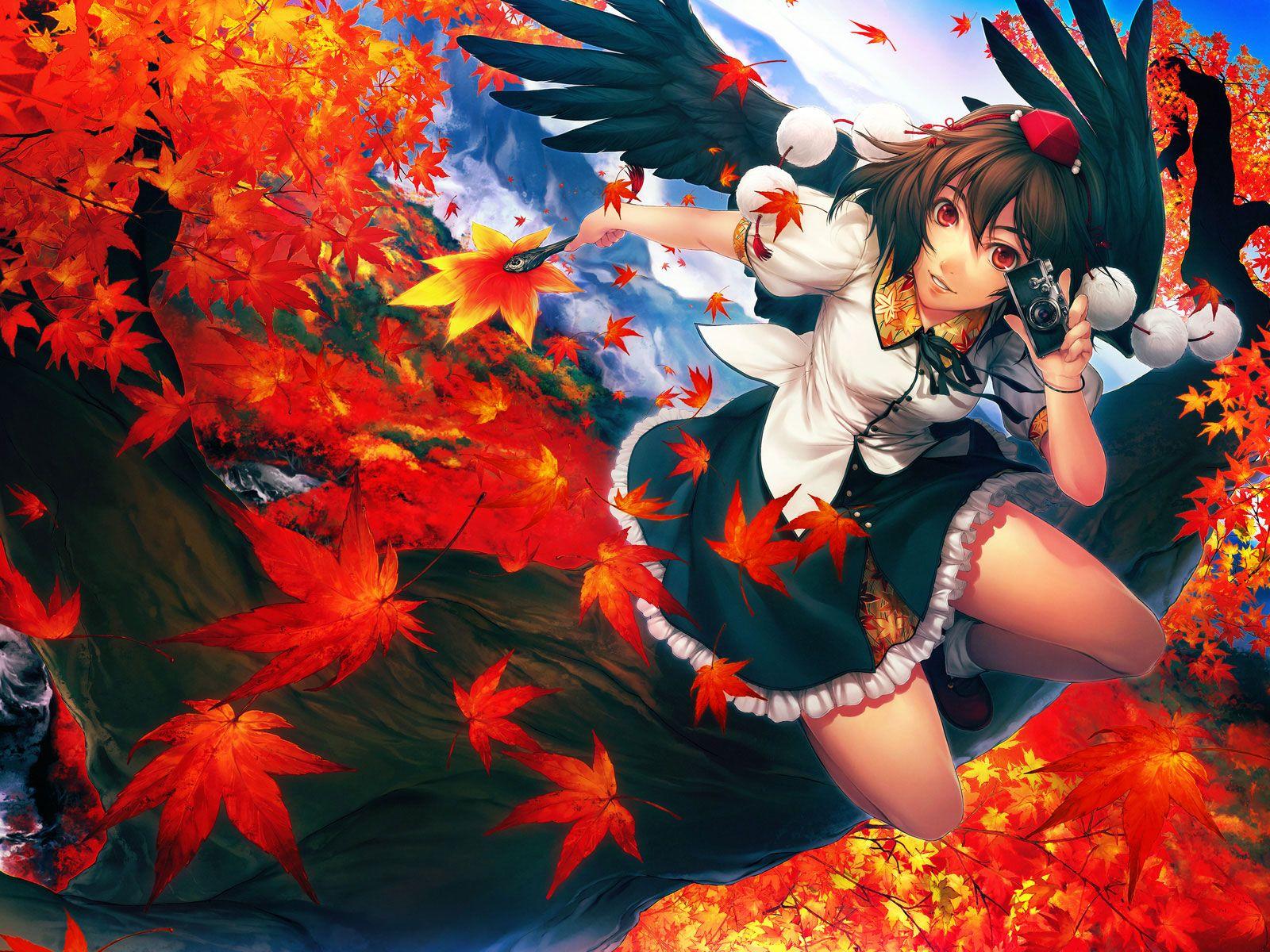 1600x1200 Anime Girl Autumn