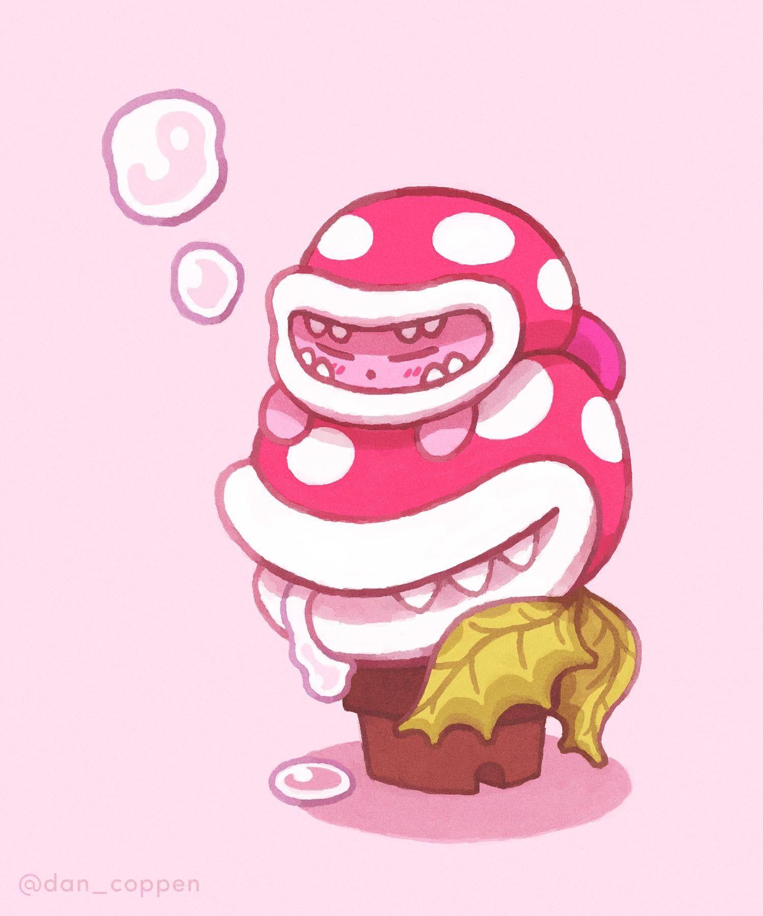 1500x1800 Drew a pic of Piranha Plant and Kirby with his new piranha pyjamas!