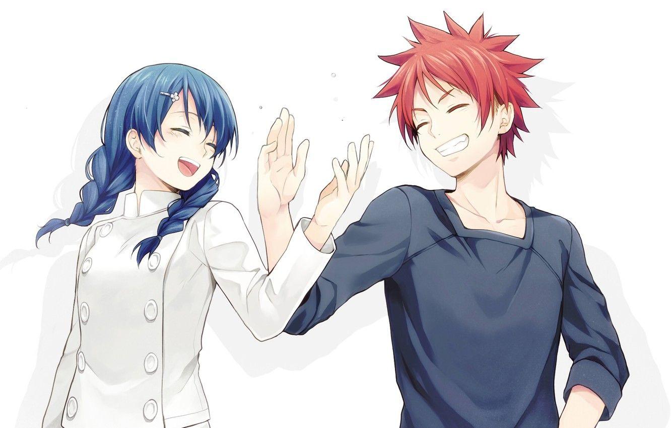 1332x850 Wallpaper Fanart, Shokugeki no Souma, Yukihira Souma, Pixiv, Tadokoro Megumi, Fanart From Pixiv, Shirataki Naco, High Five, Chef Uniform image for desktop, section сёнэн