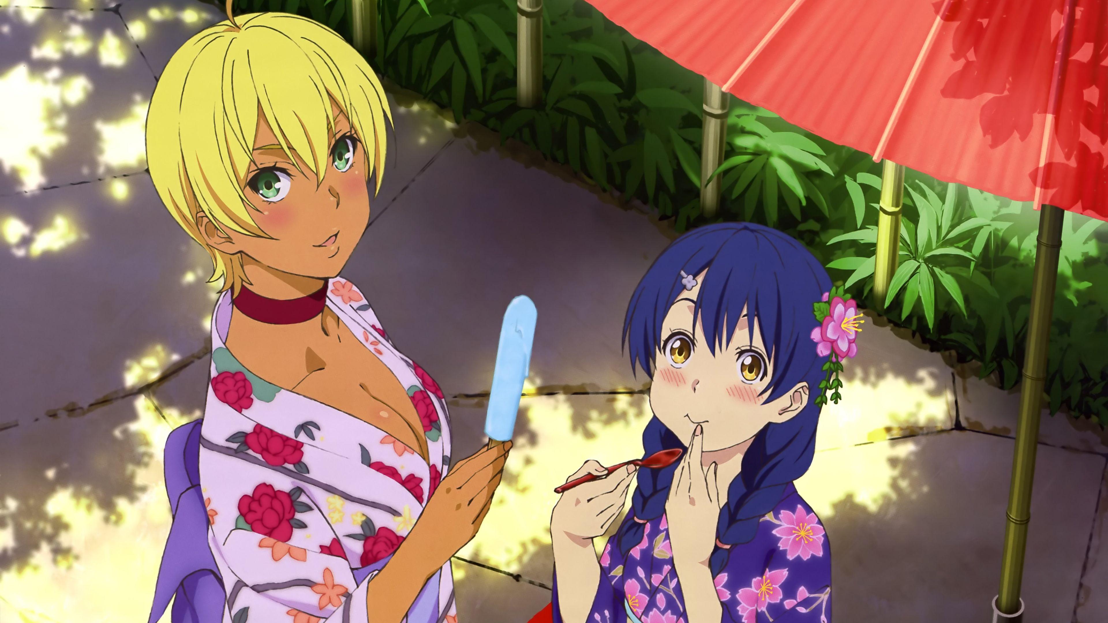 3840x2160 Ikumi Mito and Megumi Tadokoro Kimono Food Wars Shokugeki No Soma 4K