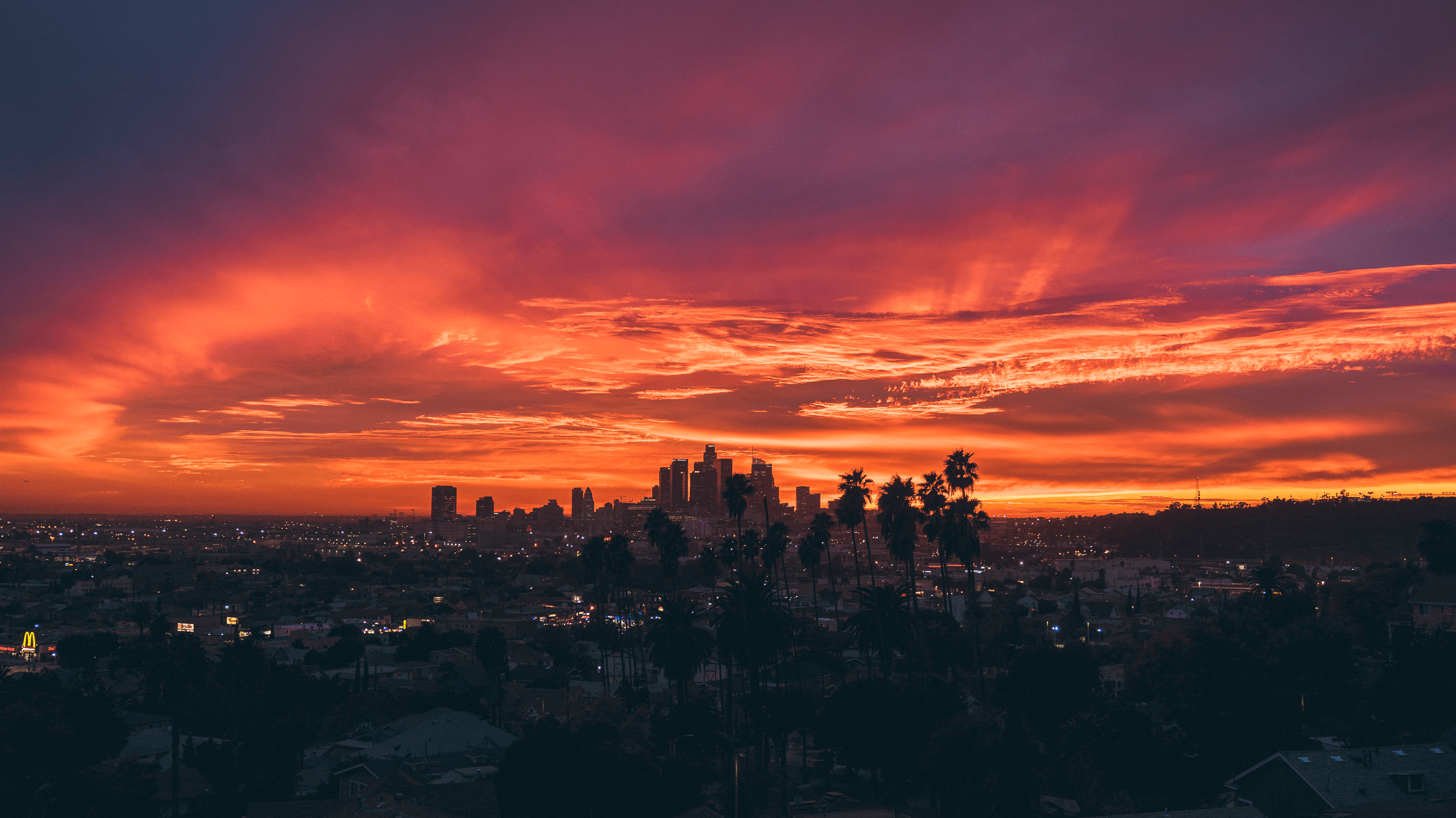 3840x2160 Sunset Wallpaper Los Angeles