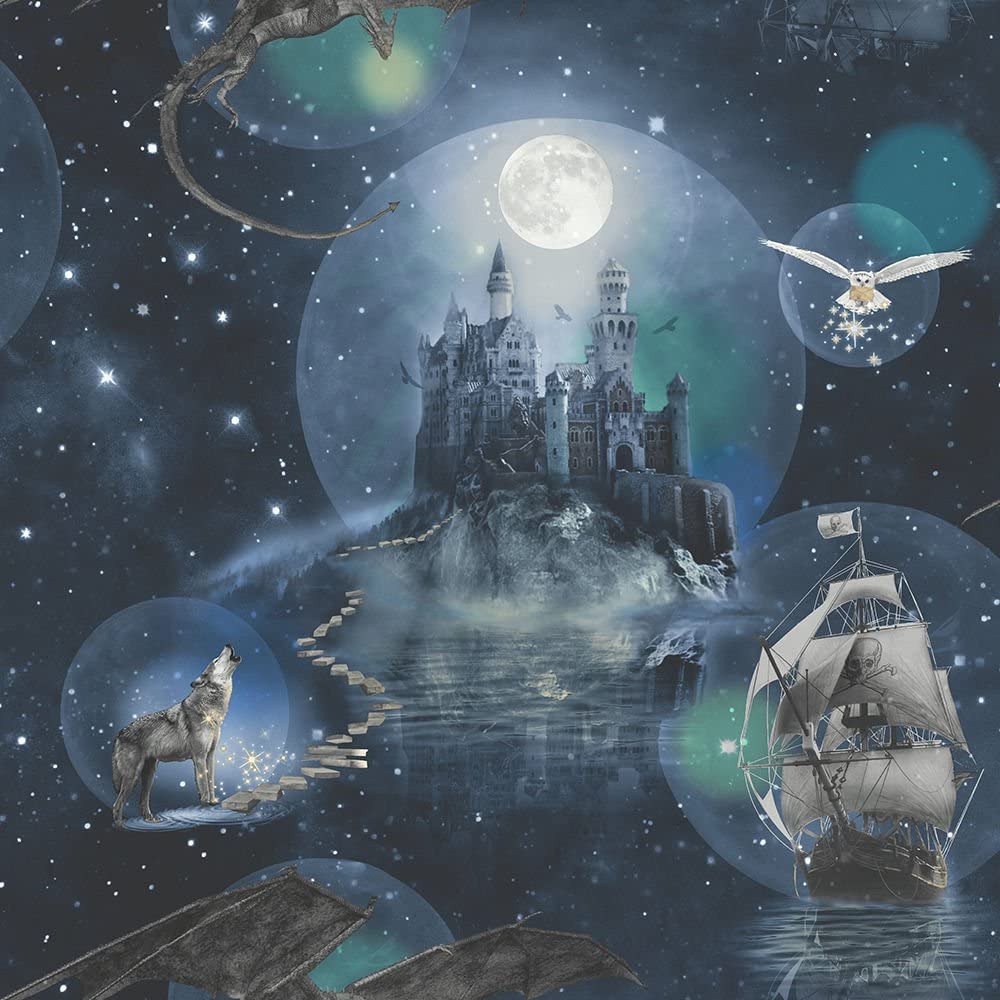 1000x1000 Blue Magical Kingdom Wallpaper Harry Potter Inspired Style Design by Arthouse 696100: Amazon.co.uk: DIY & Tools