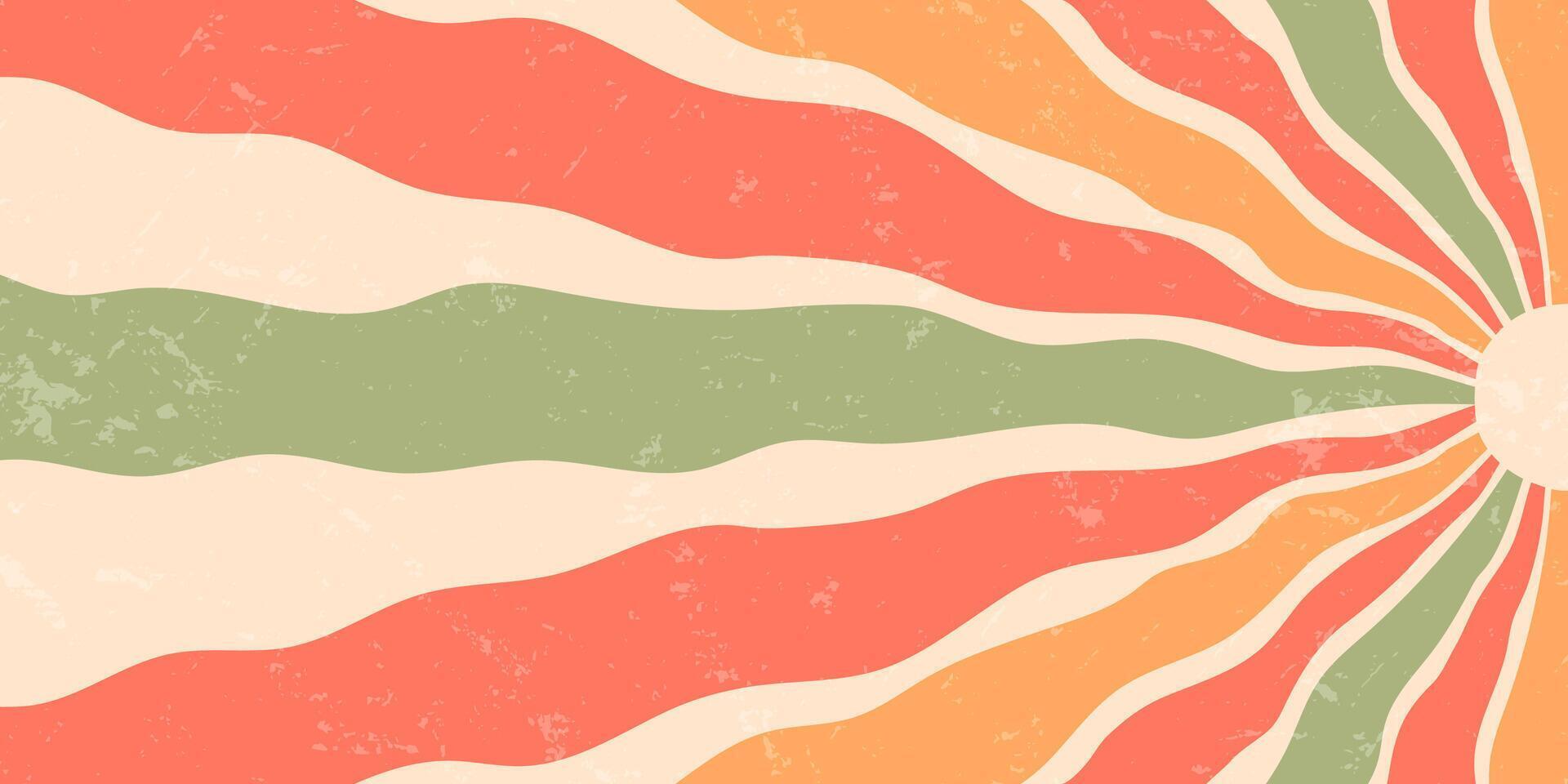 1920x960 Retro groovy sun burst flat background with sunshine burst, wavy sun rays in yellow and orange