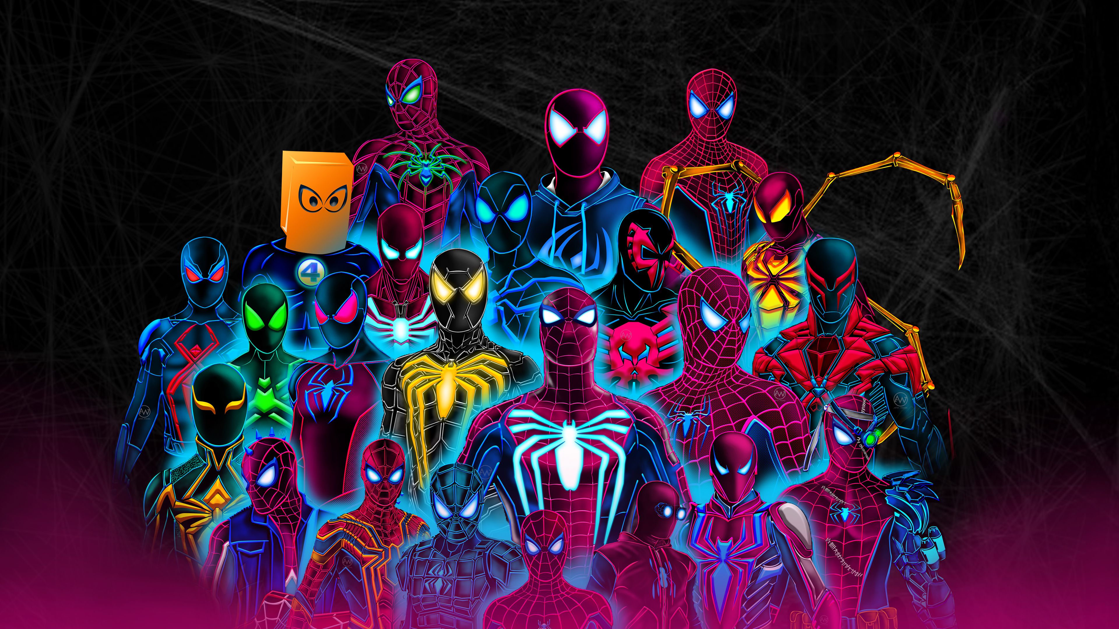 3840x2160 Spider Verse Neon Artwork 4k Wallpaper, HD Superheroes Wallpaper, 4k Wallpaper, Image, Background, Photos and Picture