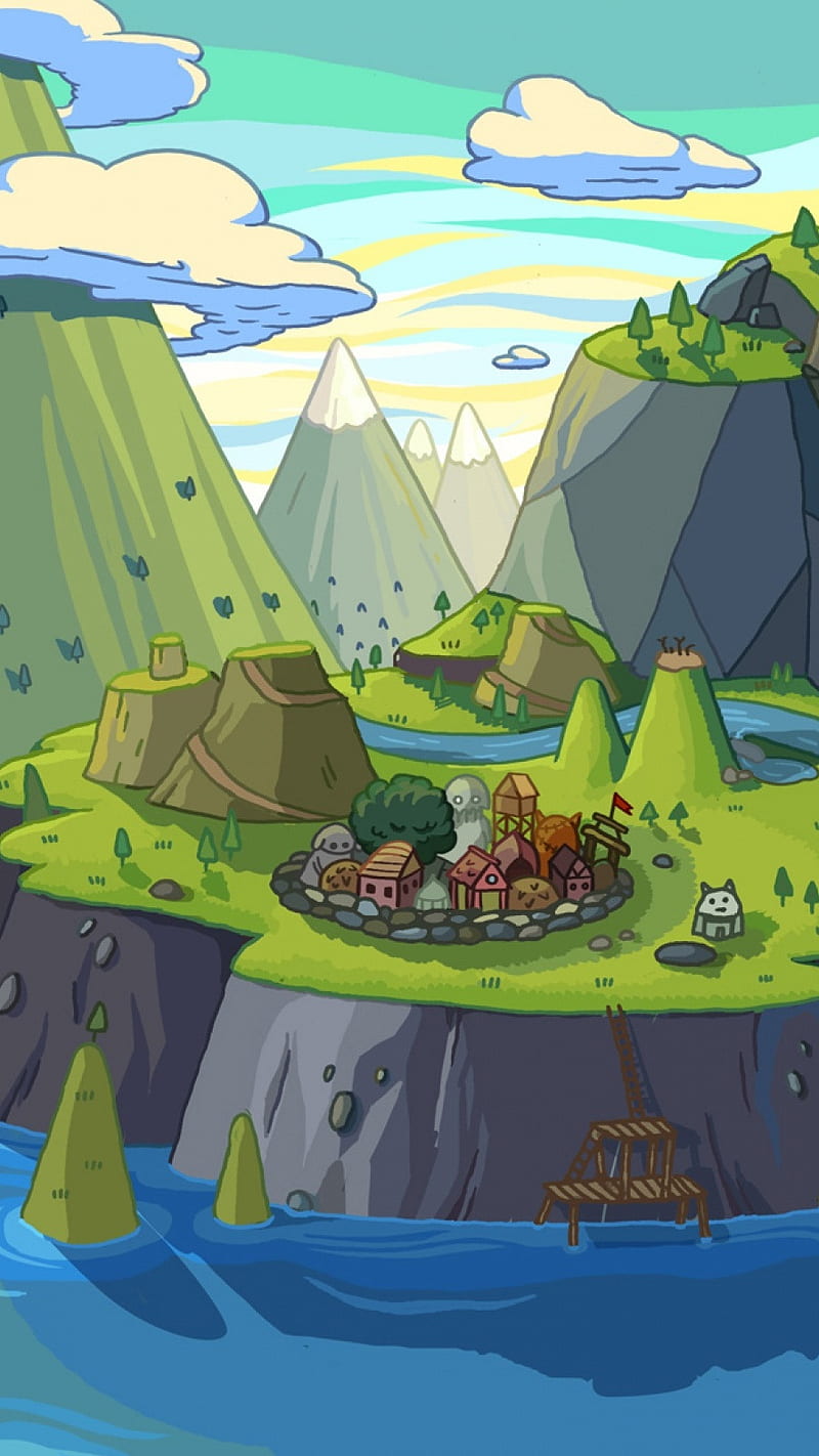 800x1422 Mountains River Animation, art, HD phone wallpaper