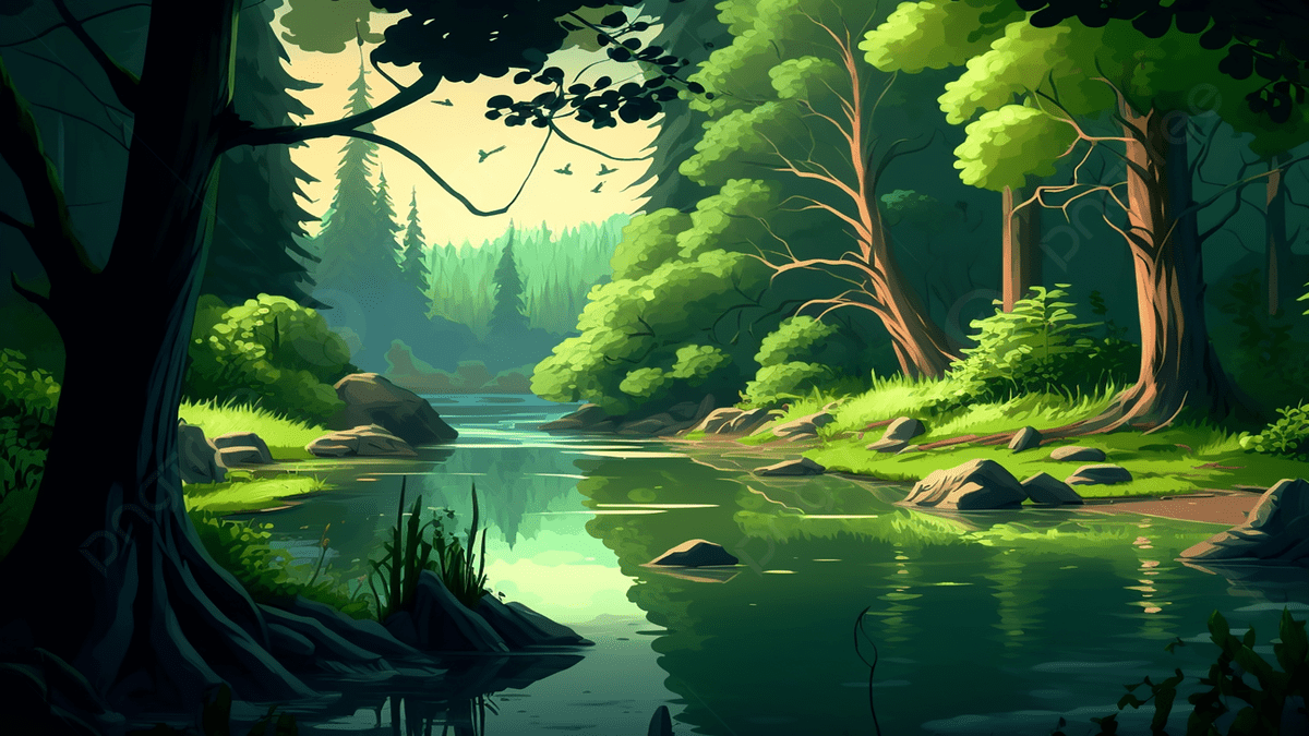 1200x675 Forest Mountain River Cartoon Background, Forest River, Forest, Forest Protection Background Image And Wallpaper for Free Download