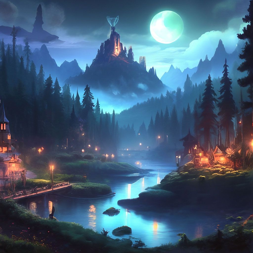 1024x1024 Cartoon Background Gloomy Old 8k Ultra Resolution Magical Fabulous River