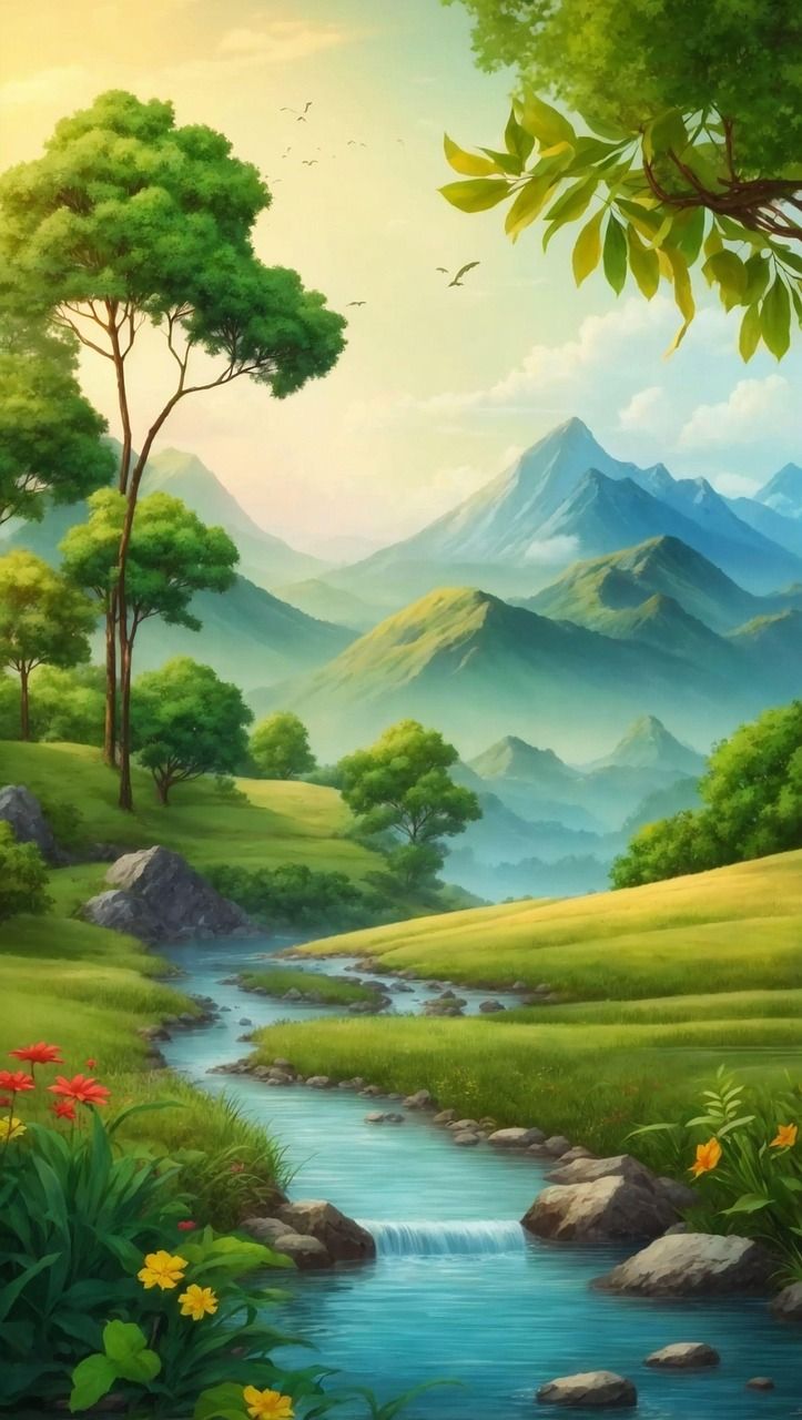723x1280 Download Ai Generated River Mountains. Royalty Free Stock Illustration Image