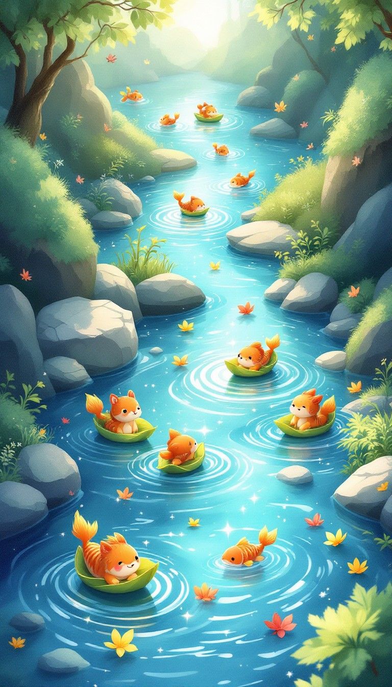 768x1344 Free Magical River Journey Image, River, Forest
