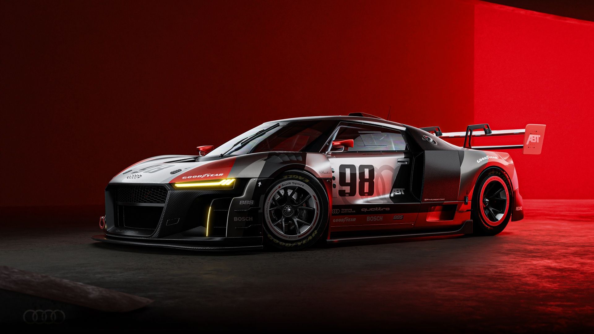 1920x1080 Audi R8 LMS GT3 Wallpaper 4K, CGI, Red background