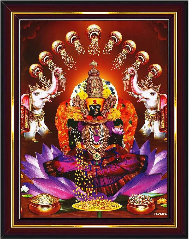 788x1000 Pavan Photo Laminations Kolhapur Mahalaxmi Lakshmi Devi Ambabai Wall Painting Framed Home Decor (Wood, Acrylic, Brown, Big Size, 10x12 Inch) B327M : Amazon.in: Home & Kitchen