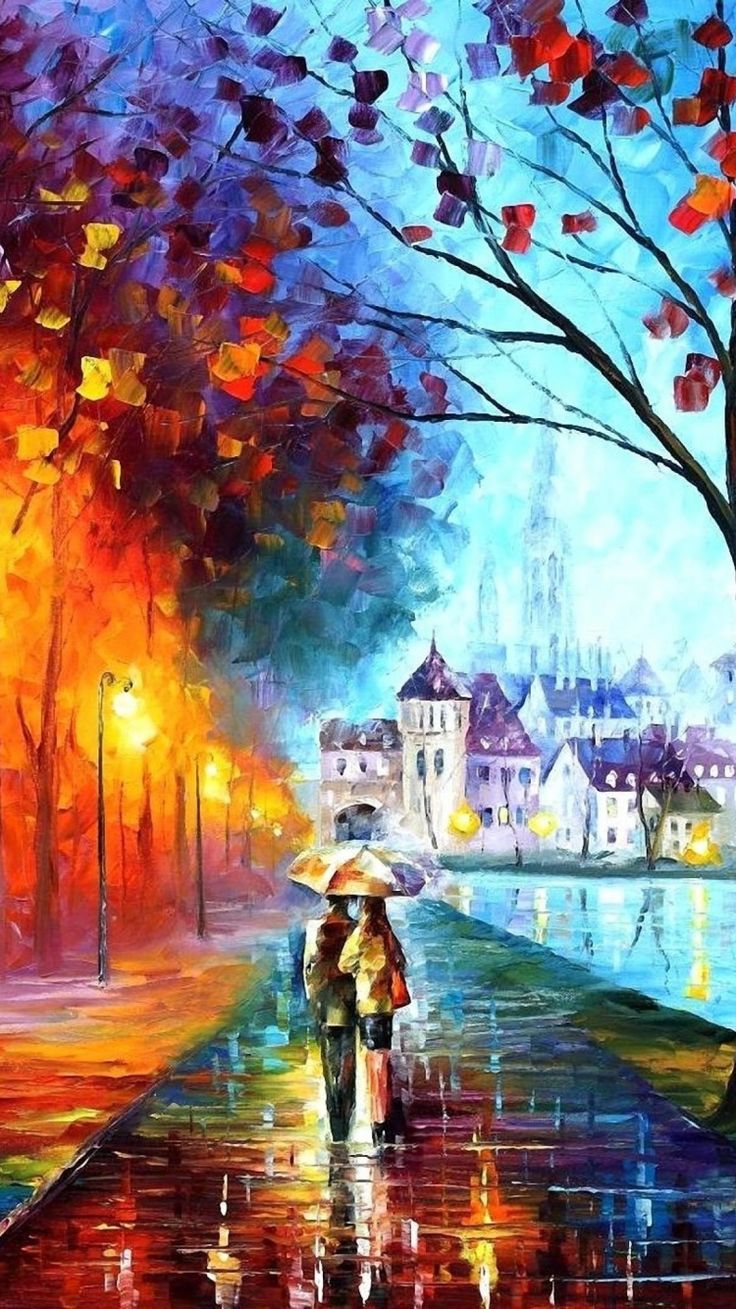 736x1309 Wallpaper autumn, drawing, walking