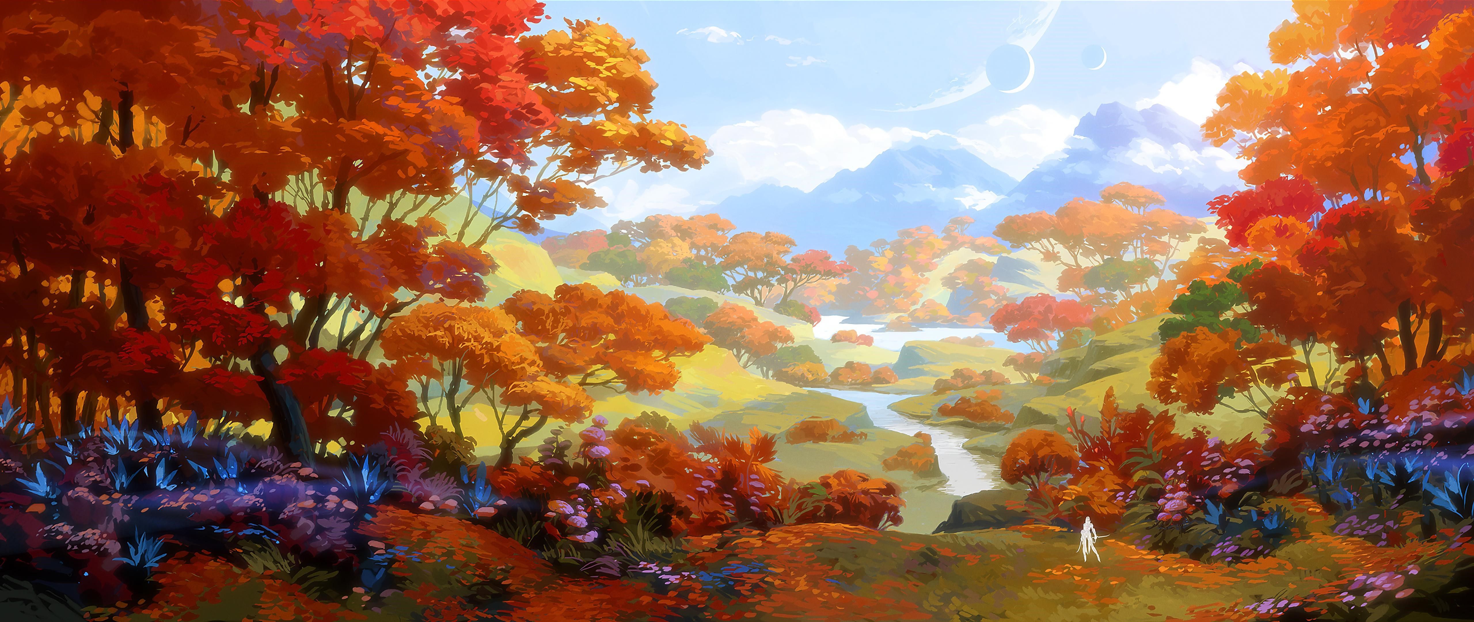 5120x2160 Autumn Drawing 4k Wallpaper