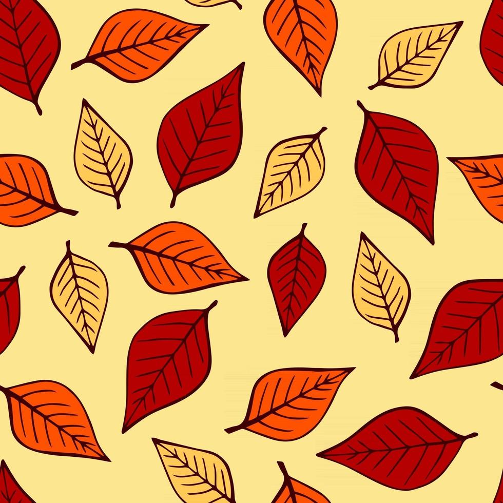 980x980 Seamless pattern with autumn leaves in orange, beige, brown colors. Perfect for wallpaper, gift paper, drawing fill, web page background, autumn greeting cards