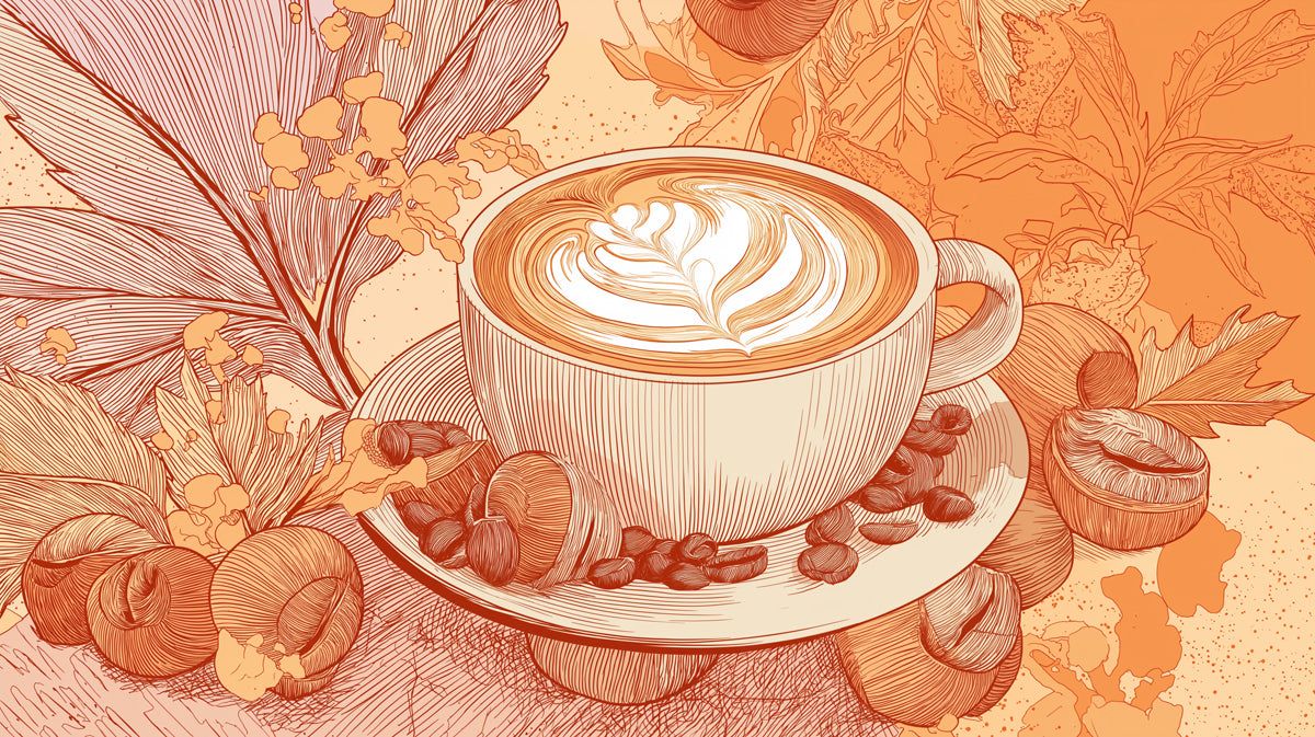 1200x673 Autumn Latte & Seasonal Foliage Mural Wallpaper