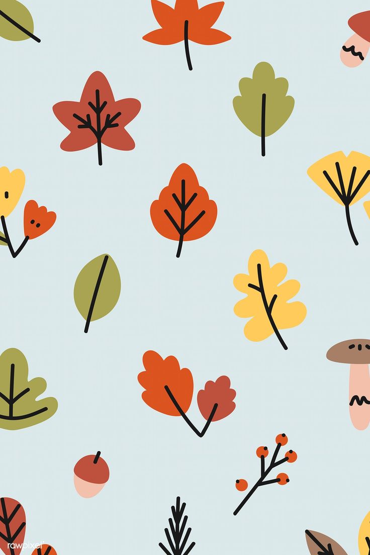 736x1104 Download premium vector of Colorful leaves drawing wallpaper vector by katie about autumn, tree, fall, blue background, and autumn pattern 893094