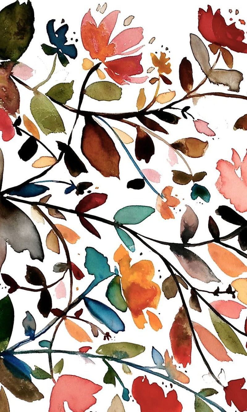 800x1333 Anna Leal on Art. Watercolor, Flower drawing, Fall, Autumn Drawing, HD phone wallpaper