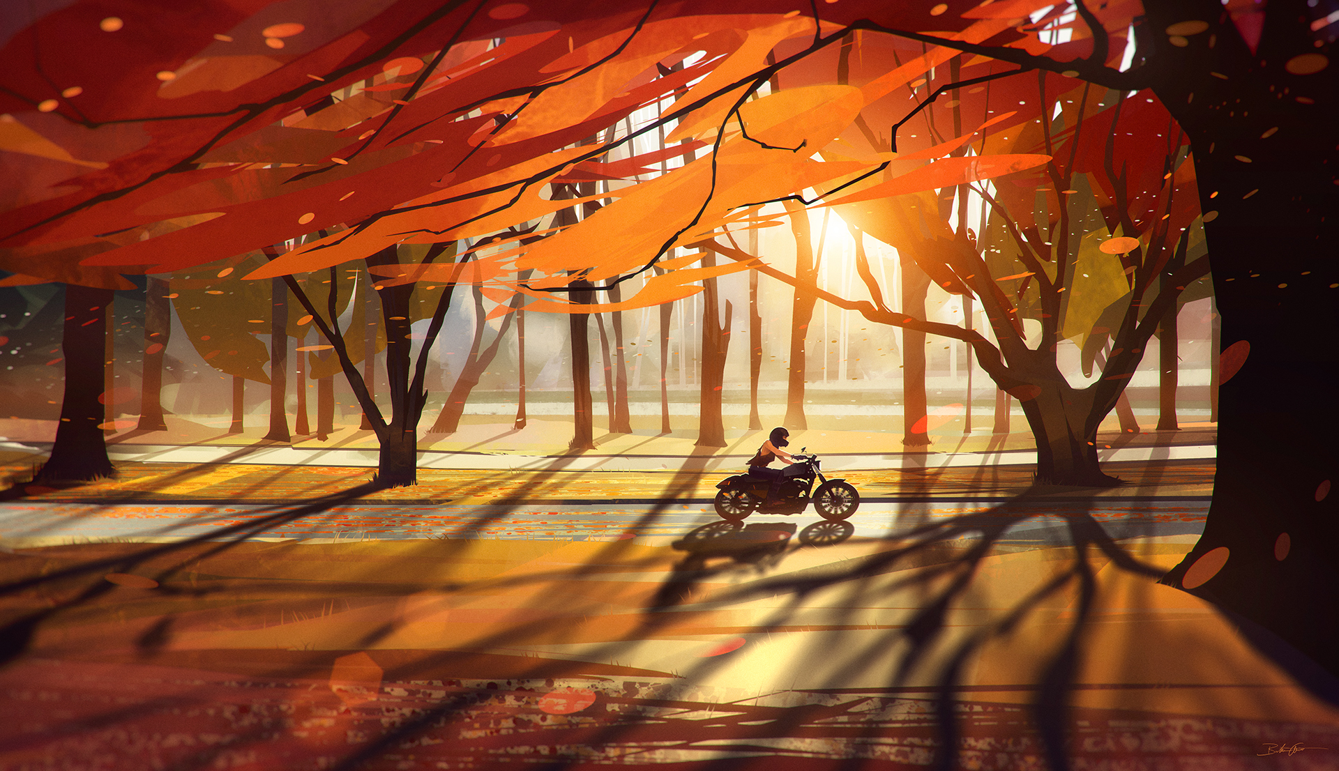 1920x1106 Autumn Fall Countryside Biker Wallpaper, HD Artist 4K Wallpaper, Image and Background